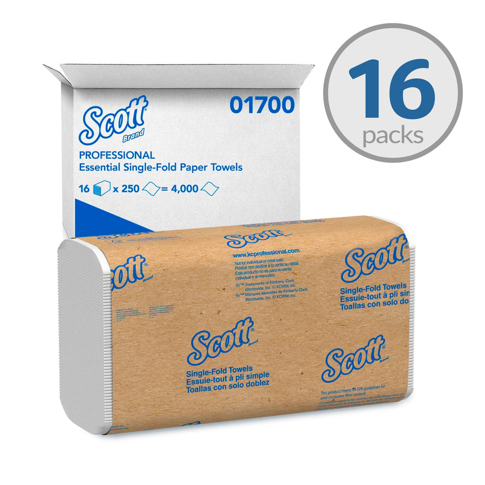Scott Essential Single Folded Paper Towels - 16 Packs - 01700