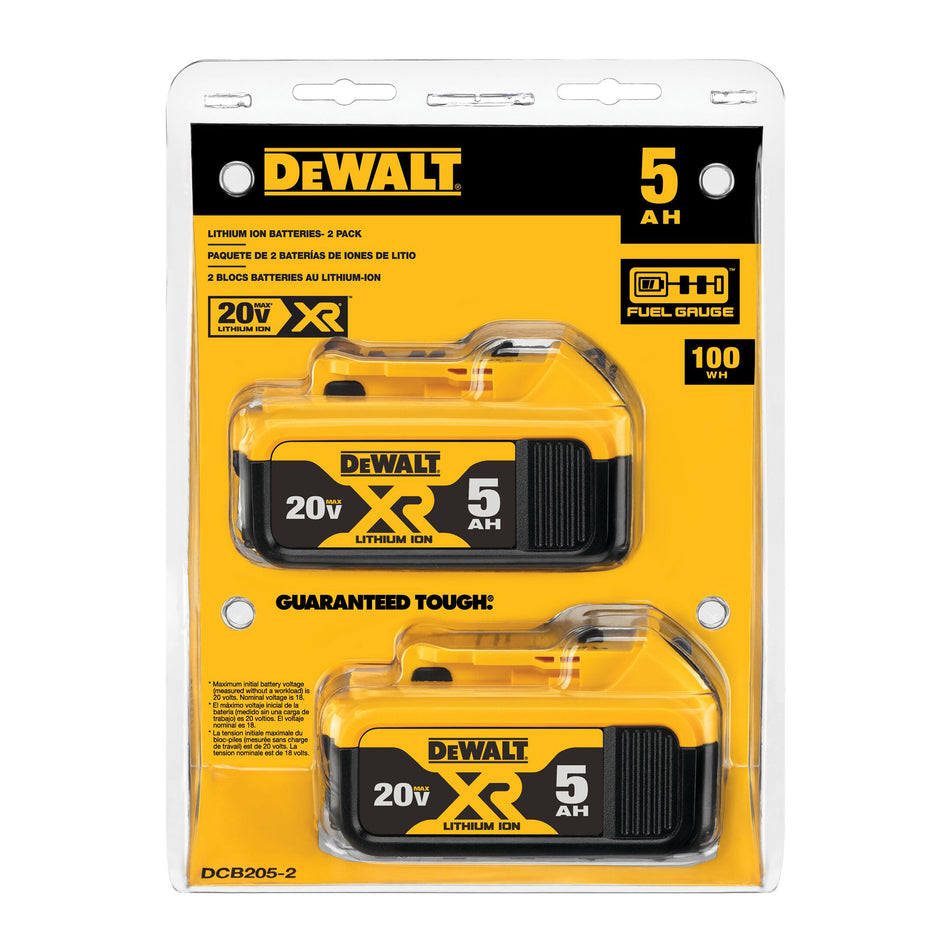 Dewalt 20V MAX XR 5Ah Battery (2 PK) - DCB205-2