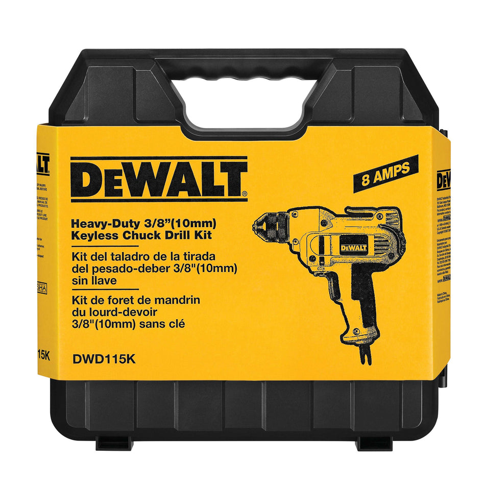 Dewalt 3/8 in. VSR Mid-handle Drill Kit with Keyless Chuck - DWD115K