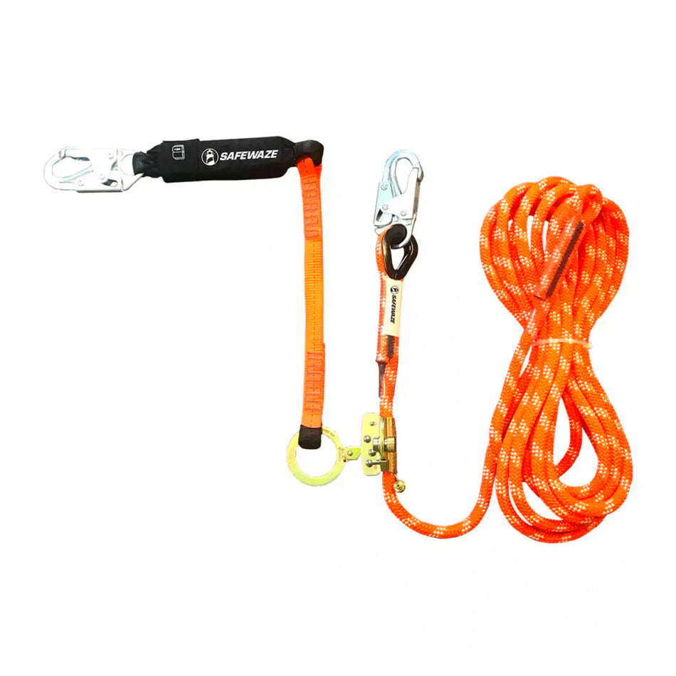 Safewaze V-Line 60' Kernmantle Vertical Lifeline Assembly: Snap Hook, Rope Grab, EA Lanyard - 019-7008