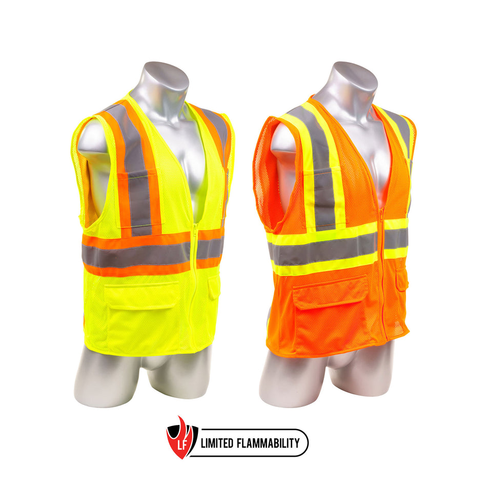 Palmer Safety Two-Tone Vests With 6 Pockets - SV2187FR