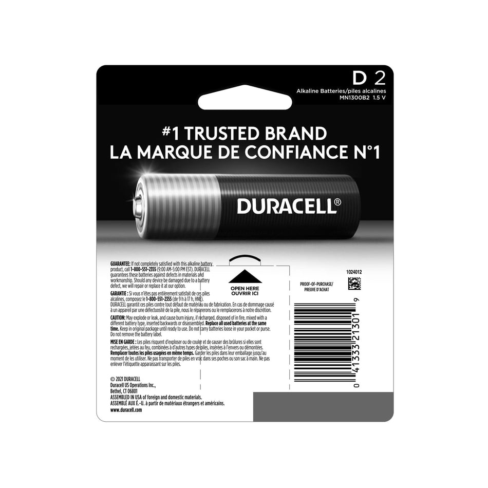 Duracell - 2 Coppertop D Cell Batteries - 2D