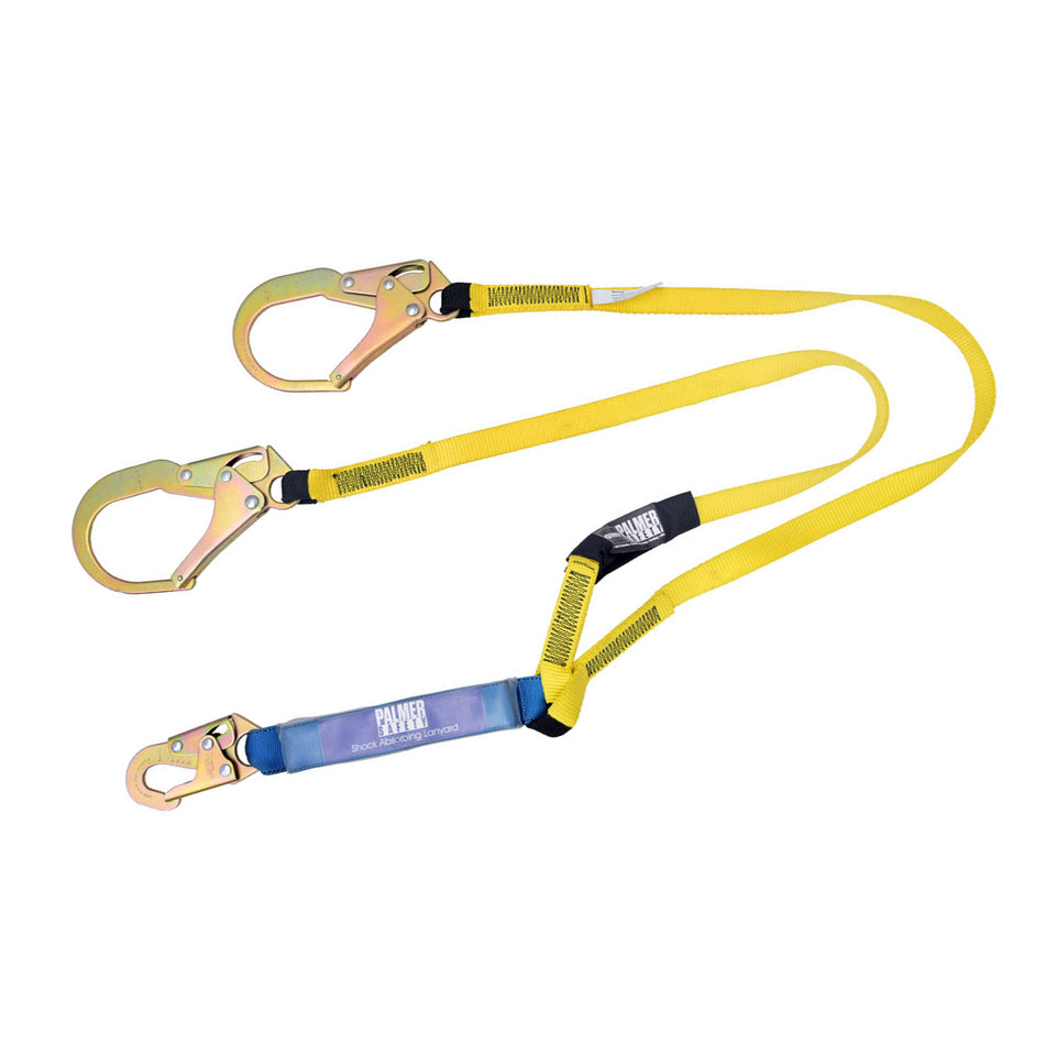 Palmer Safety Lanyard 6 ft. Shock Absorber, Rebar Hooks, Double Leg - L112211