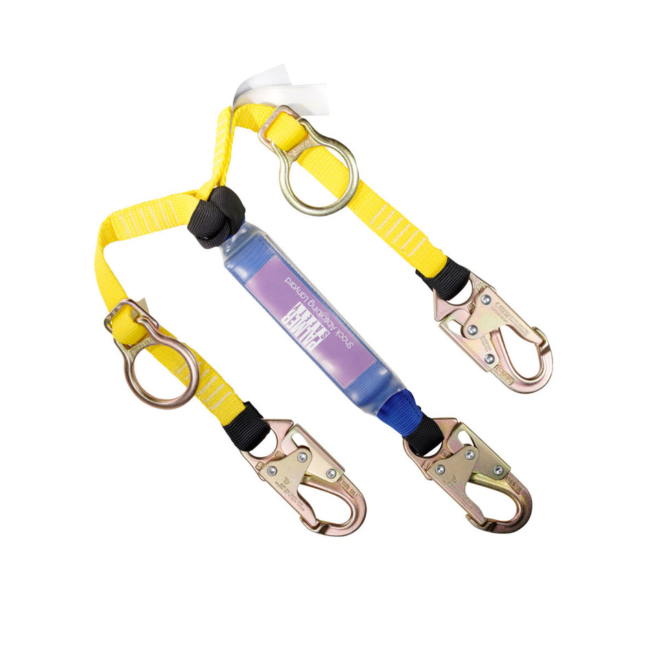 Palmer Safety Lanyard 3 Ft. Tie Back, Shock Absorber, Small Hook, Double Leg - L315211