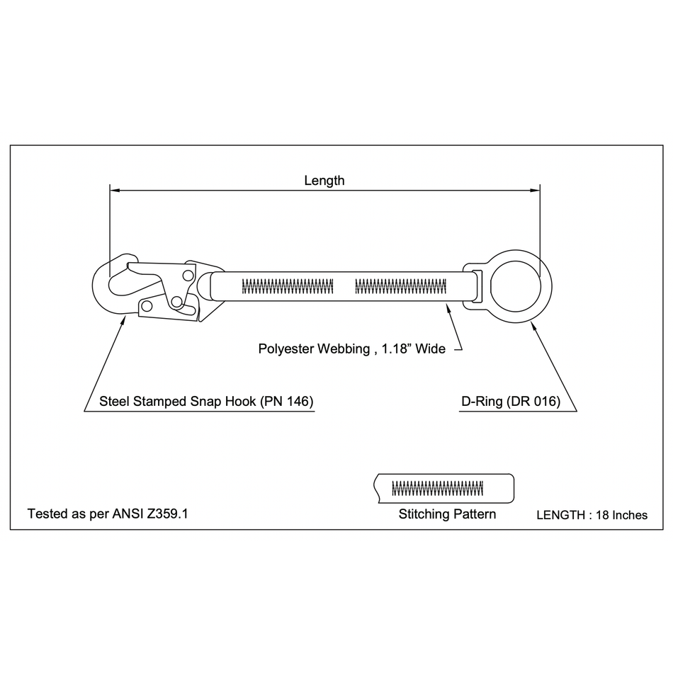 Palmer Safety D-Ring 18 in. Extender - LE18134
