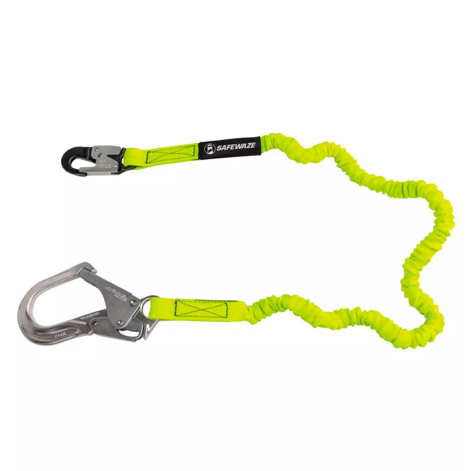 Safewaze PRO 6 ft. Stretch Internal Energy Absorbing Lanyard: Alu Rebar Hook - FS595-ALU