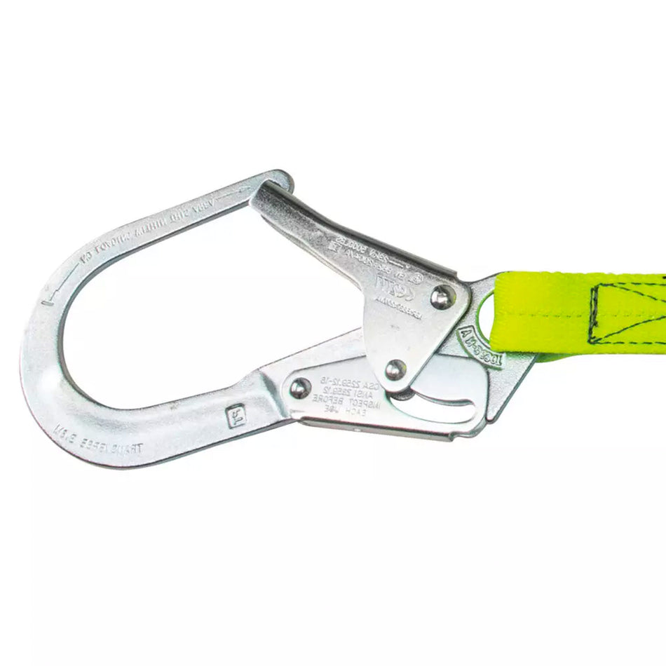 Safewaze PRO 6 ft. Stretch Internal Energy Absorbing Lanyard: Alu Rebar Hook - FS595-ALU