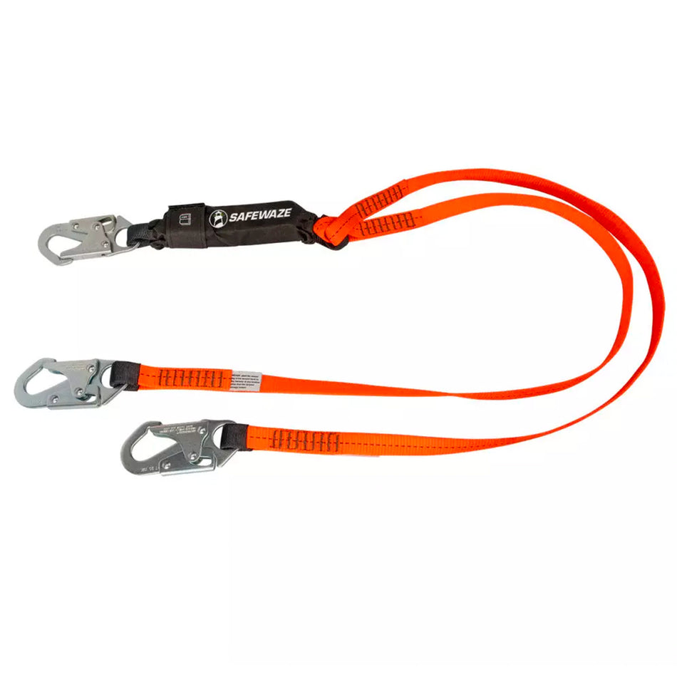 Safewaze V-Line 6 ft. Energy Absorbing Lanyard: Dual Leg, Snap Hooks - FS88561-E