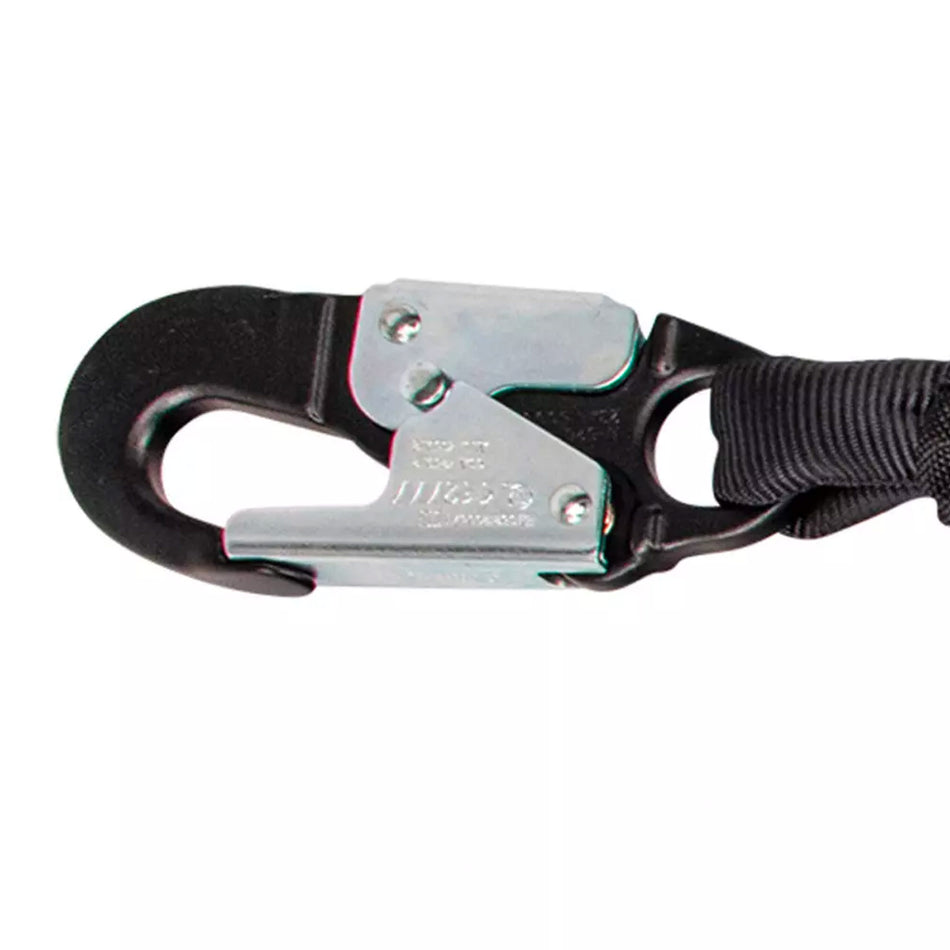 Safewaze PRO 6 ft. Stretch Energy Absorbing Lanyard: 12' FF Dual Leg, Alu Rebar Hooks, Rescue Rings - FS88761-FF-ALU