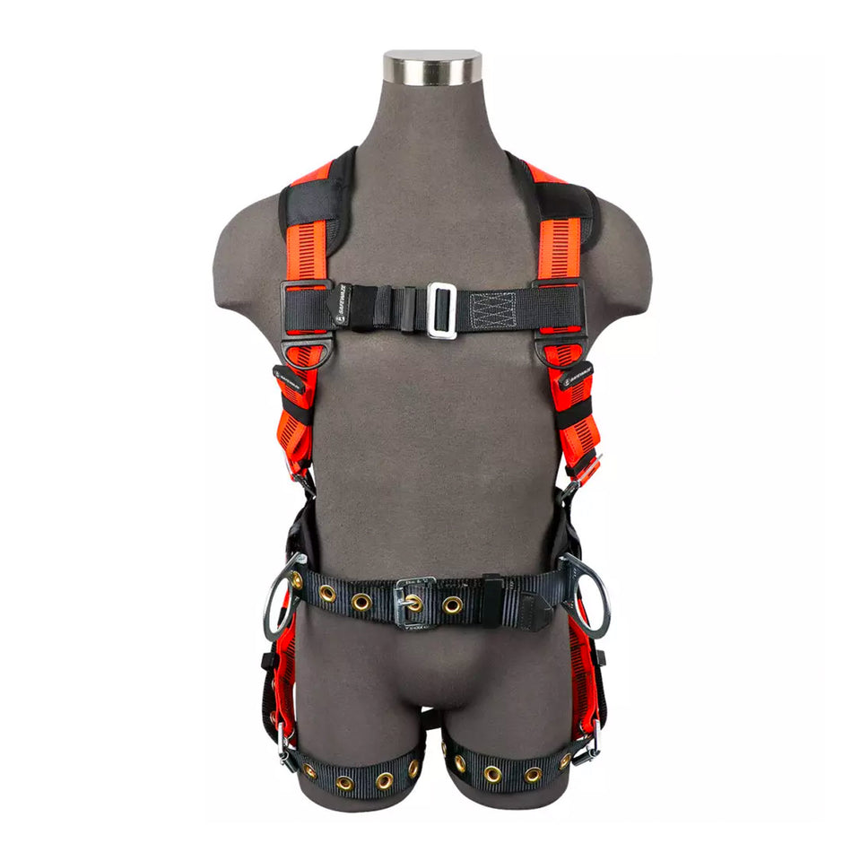 Safewaze V-Line Construction Harness: 3D, MB Chest, TB Legs - FS99160-E-M