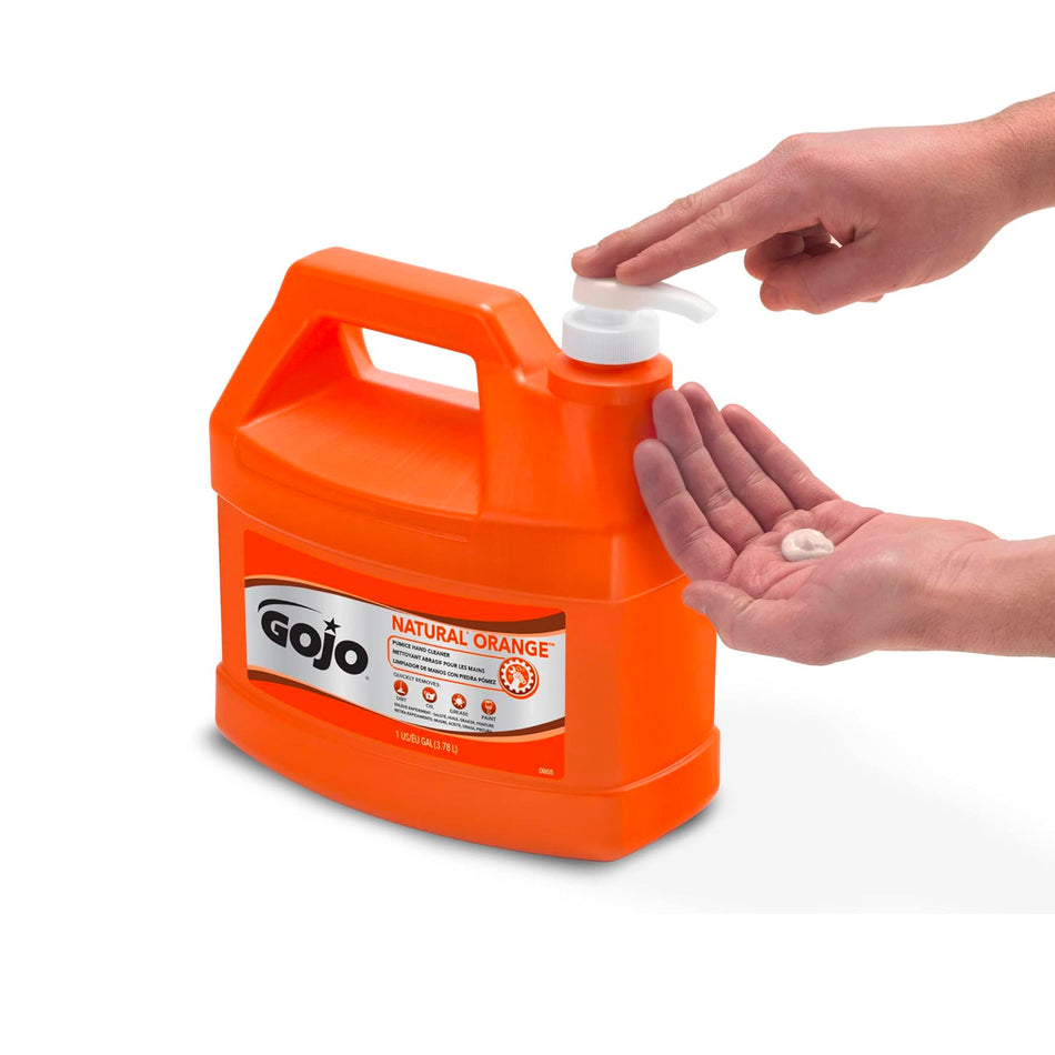 GOJO Natural Orange Pumice Hand Cleaner - 1 Gal. With Pump - 0955-02