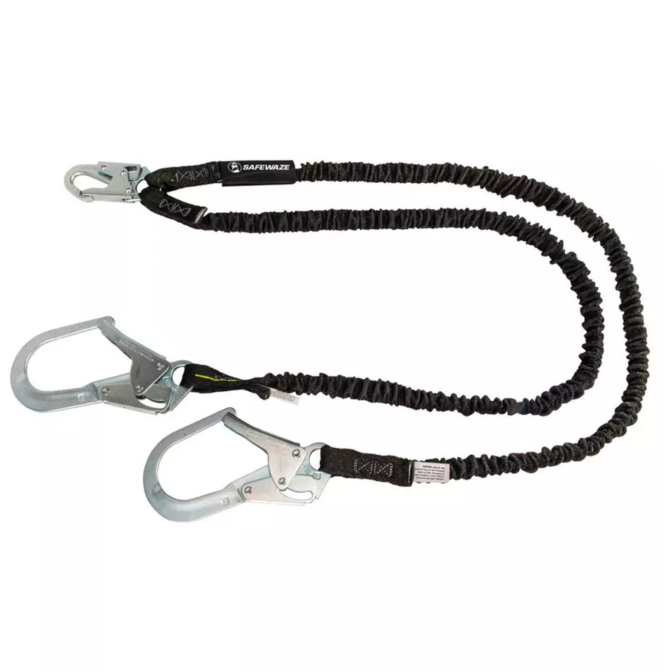 Safewaze PRO 6 ft. Internal Energy Absorbing Lanyard: Dual Leg, Rebar Hooks - FS586