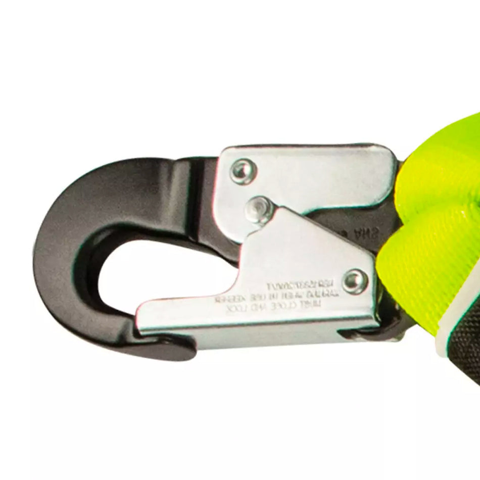 Safewaze PRO 6 ft. Stretch Internal Energy Absorbing Lanyard: Dual Leg, Alu Rebar Hooks FS596-ALU