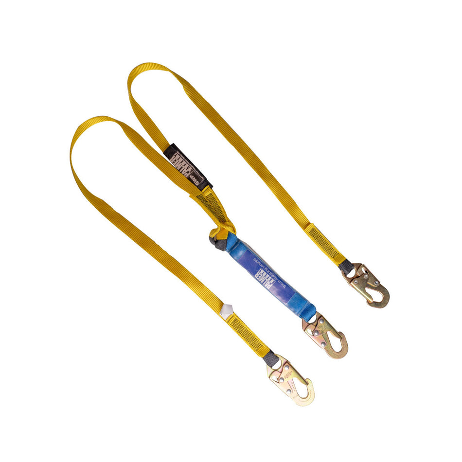 Palmer Safety 6 Ft. Double Lanyard, Blue Shock Absorber, Steel Snap Hooks - L111211