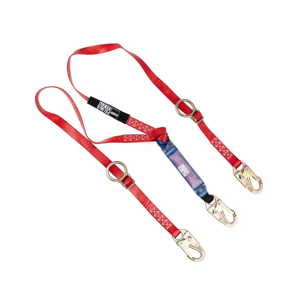 Palmer Safety Lanyard 6 Ft. Tie Back, Urethane Coated, Shock Absorber, Small Hook, Double Leg - L113224