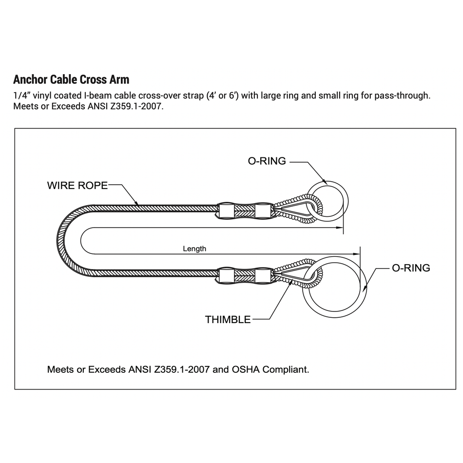 Palmer Safety Anchor Cable Cross Arm – 6 Ft. - AC72408