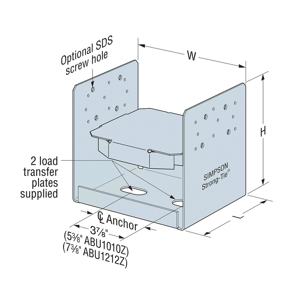 Simpson Strong-Tie 8 in. H X 8 in. W 14 Ga. Galvanized Steel Adjustable Post Base - ABU88RZ