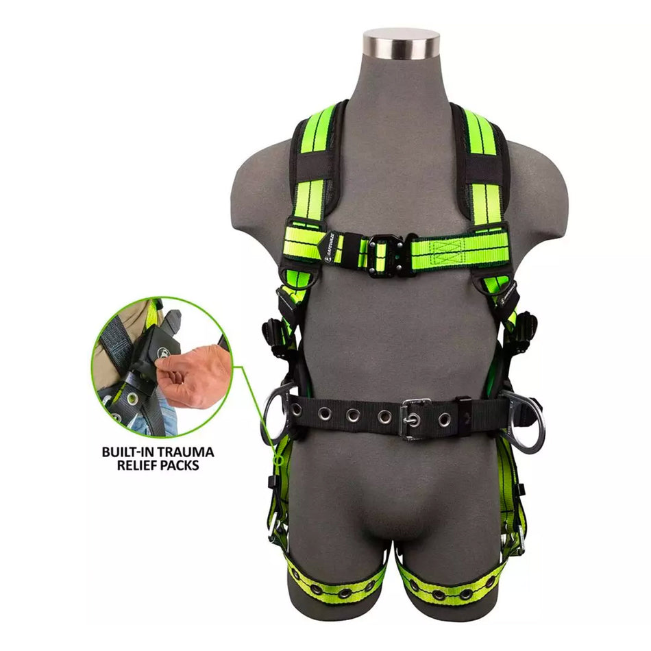 Safewaze PRO+ Construction Harness: 3D, QC Chest, TB Legs, Trauma Relief 023-1243