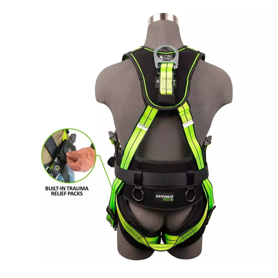 Safewaze PRO+ Construction Harness: 3D, QC Chest, TB Legs, Trauma Relief 023-1243