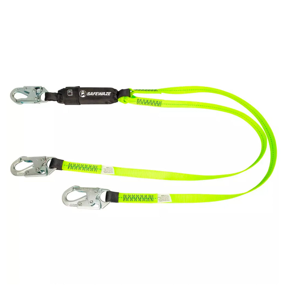 Safewaze PRO 6 ft. Energy Absorbing Lanyard: Dual Leg, Snap Hooks FS561