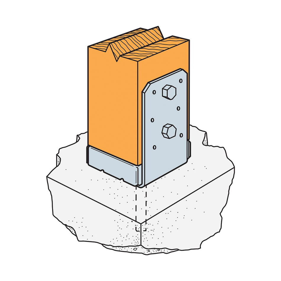 Simpson Strong-Tie ZMax 5.5 in. H X 3.56 in. W 16 Ga. Galvanized Steel Post Base - ABU44Z