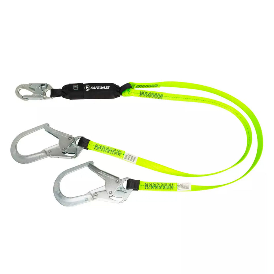 Safewaze PRO 6 ft. Energy Absorbing Lanyard: Dual Leg, Rebar Hook - FS566