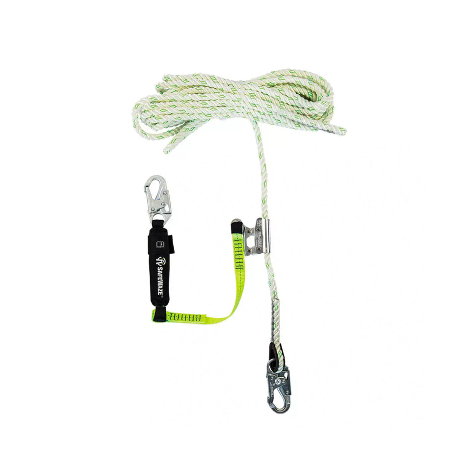 Safewaze PRO 50' Vertical Lifeline Assembly: Snap Hook, Rope Grab, EA Lanyard - FS700-50GA-3E
