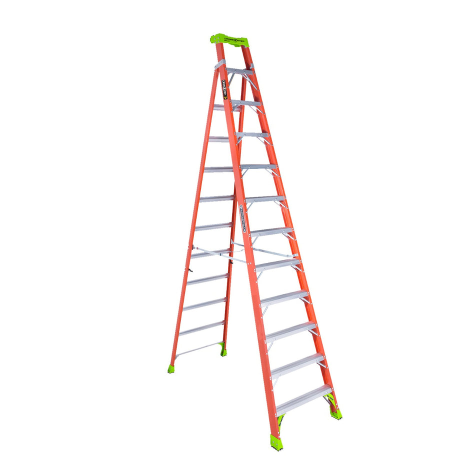 Louisville 12-Foot Fiberglass Cross Step Ladder 300-Pound Load Capacity - FXS1512