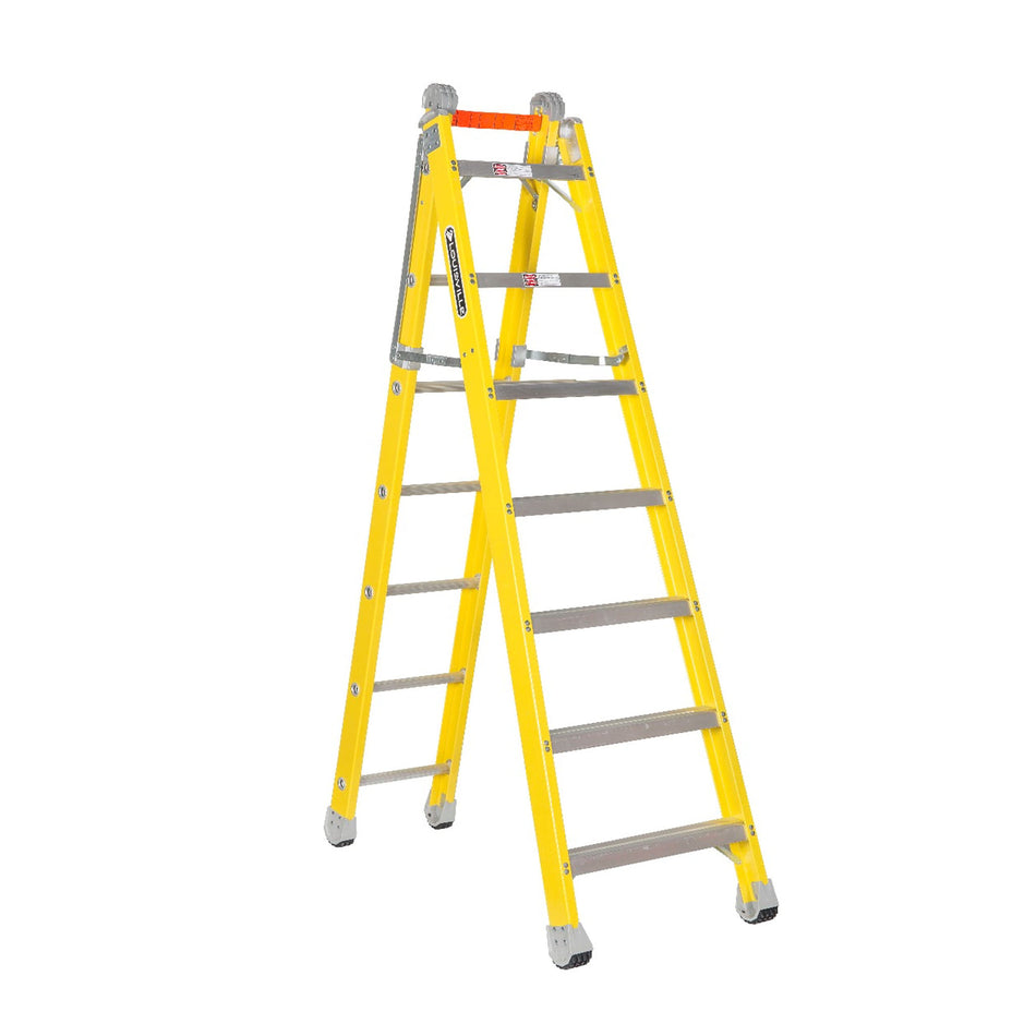Louisville 7-Foot Fiberglass Step To Straight Ladder 375-Pound Load - FXC1207