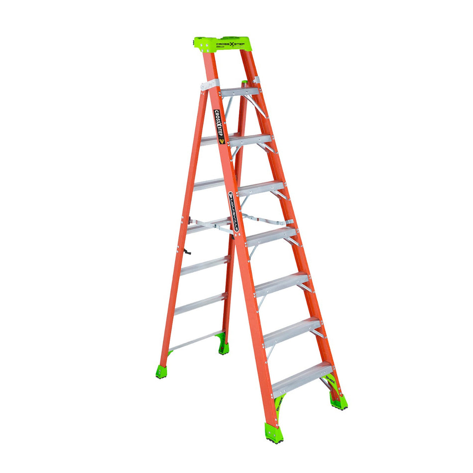 Louisville 8-Foot Fiberglass Cross Step Ladder 300-Pound Load Capacity - FXS1508