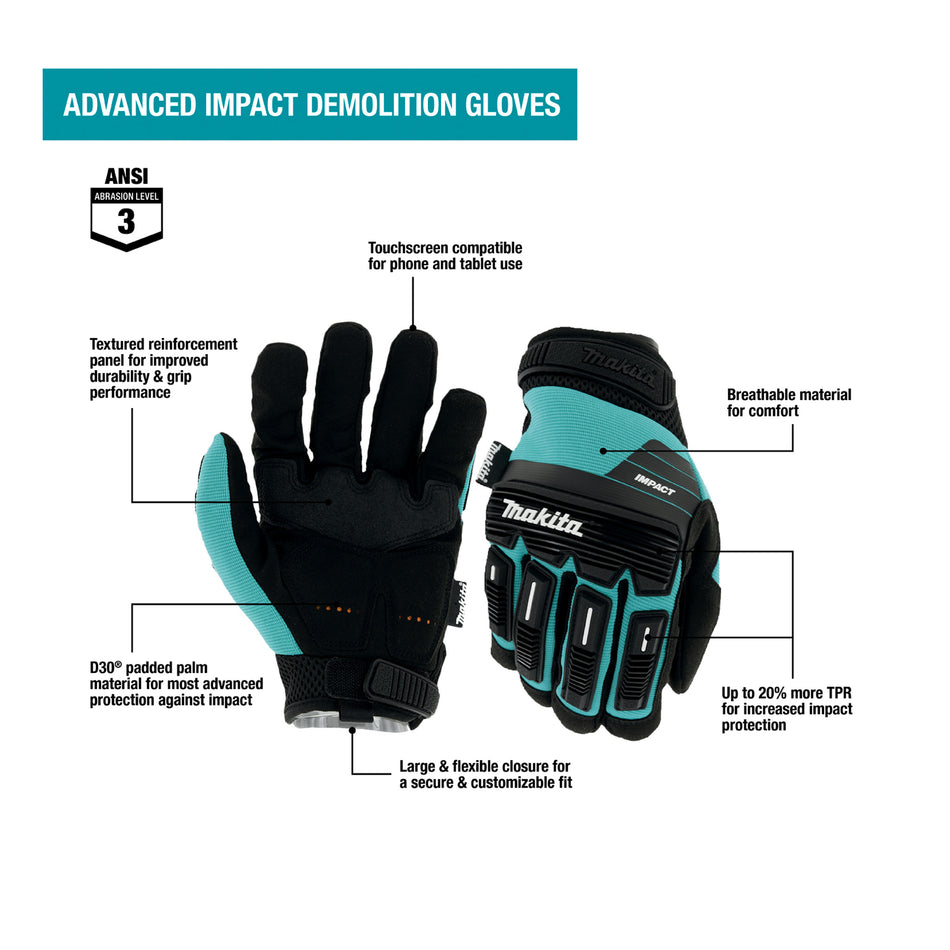 Makita Advanced Impact Demolition Gloves - Large - T-04254