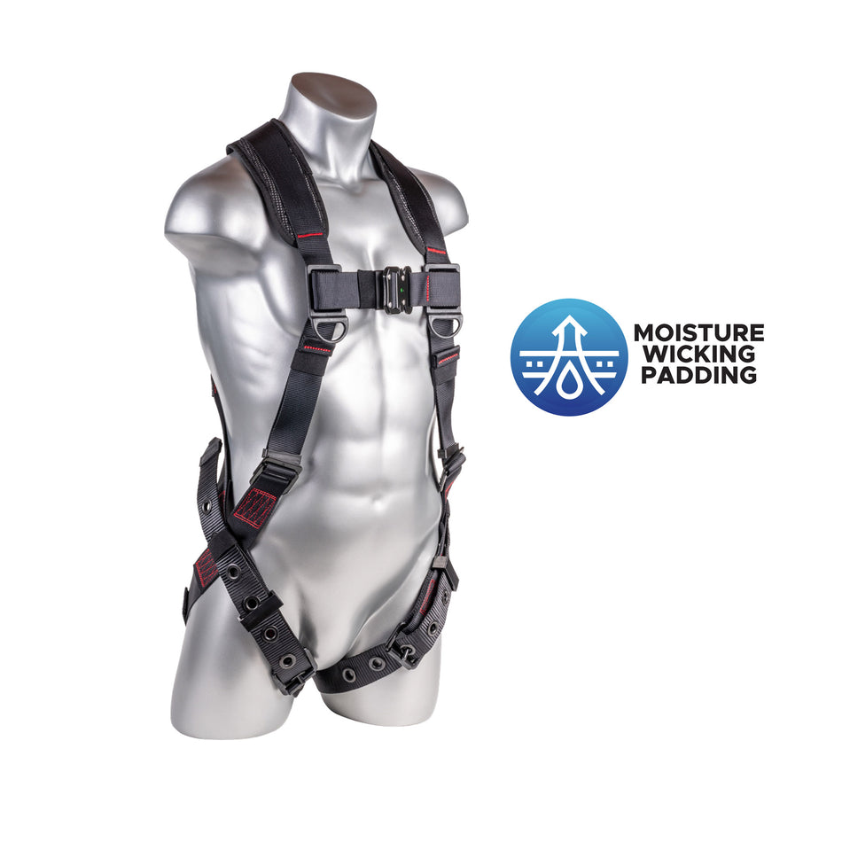 Palmer Safety 5 Point Harness, Back Padded, Dorsal D-Ring, Qcb Chest, Grommet Legs, Black  - H222100121