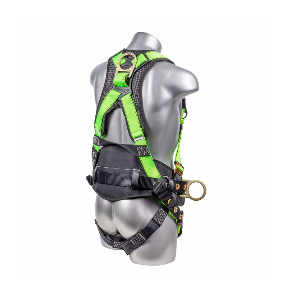Palmer Safety 5 Point Harness, Back Padded, QCB Chest, Tongue & Buckle Leg Straps, Back/Side D-Rings, Positioning Belt. Variable Colors. - H222101128