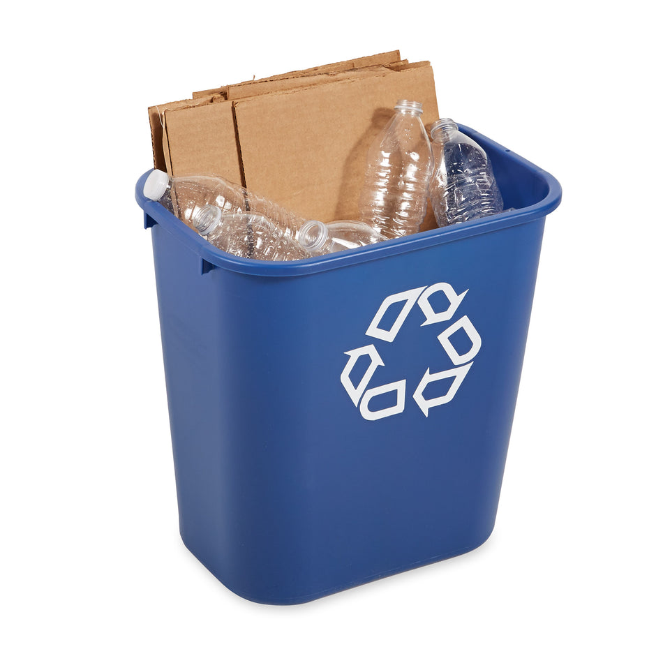 Rubbermaid Wastebasket Recycling Medium 28 Qt - Blue - FG295673BLUE