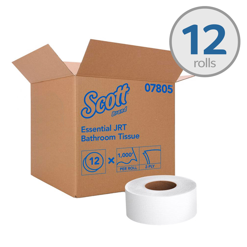 Scott High-Capacity Jumbo Roll Toilet Paper, 2-Ply, White, Non-perforated - 07805