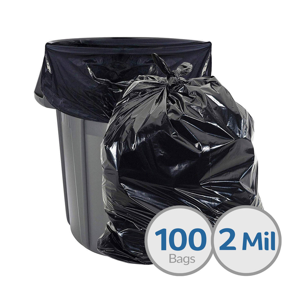 Heavy Duty Trash Bags - 55 Gallon - 100 Bags - 2.0 Mil Thick