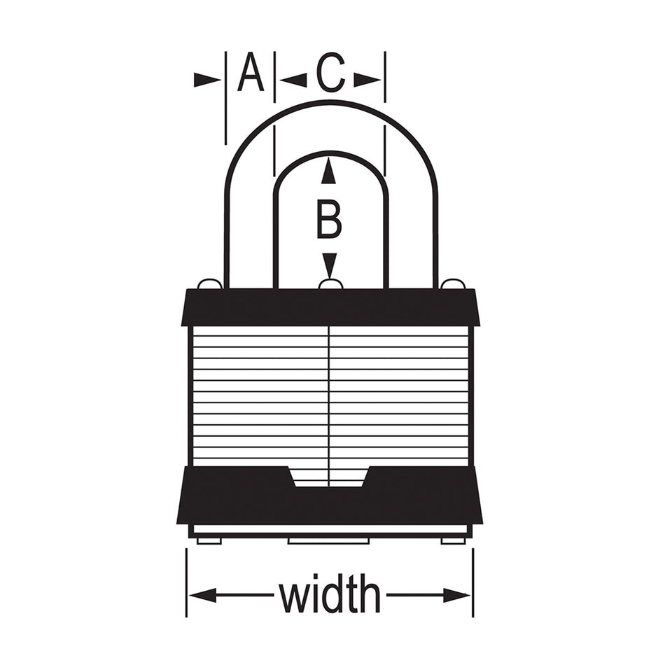 Master Lock Laminated Steel Pin Tumbler Padlock, 2 in. Wide, Keyed Alike - 5KA