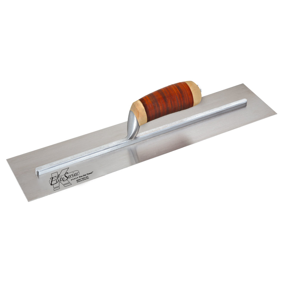 Kraft Elite Series Five Star 18 in. x 4 in. Carbon Steel Cement Trowel with Leather Handle - CFE227L