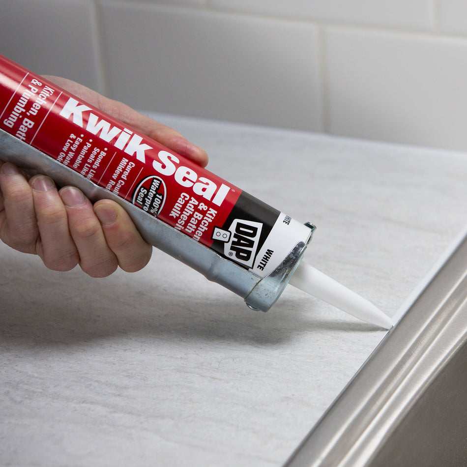 DAP Kwik Seal Kitchen & Bath Adhesive Caulk, White - 10 fl. oz. - 18002