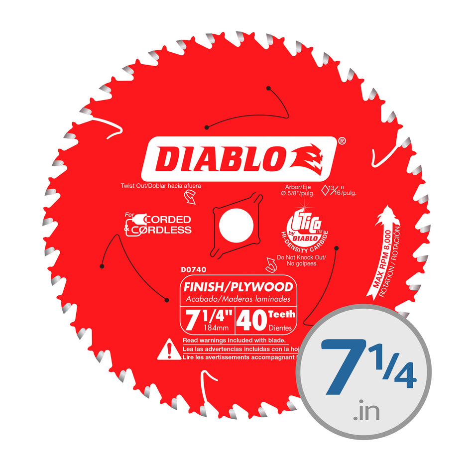Diablo 7-1/4 in. x 40 Tooth Finish Saw Blade - D0740A