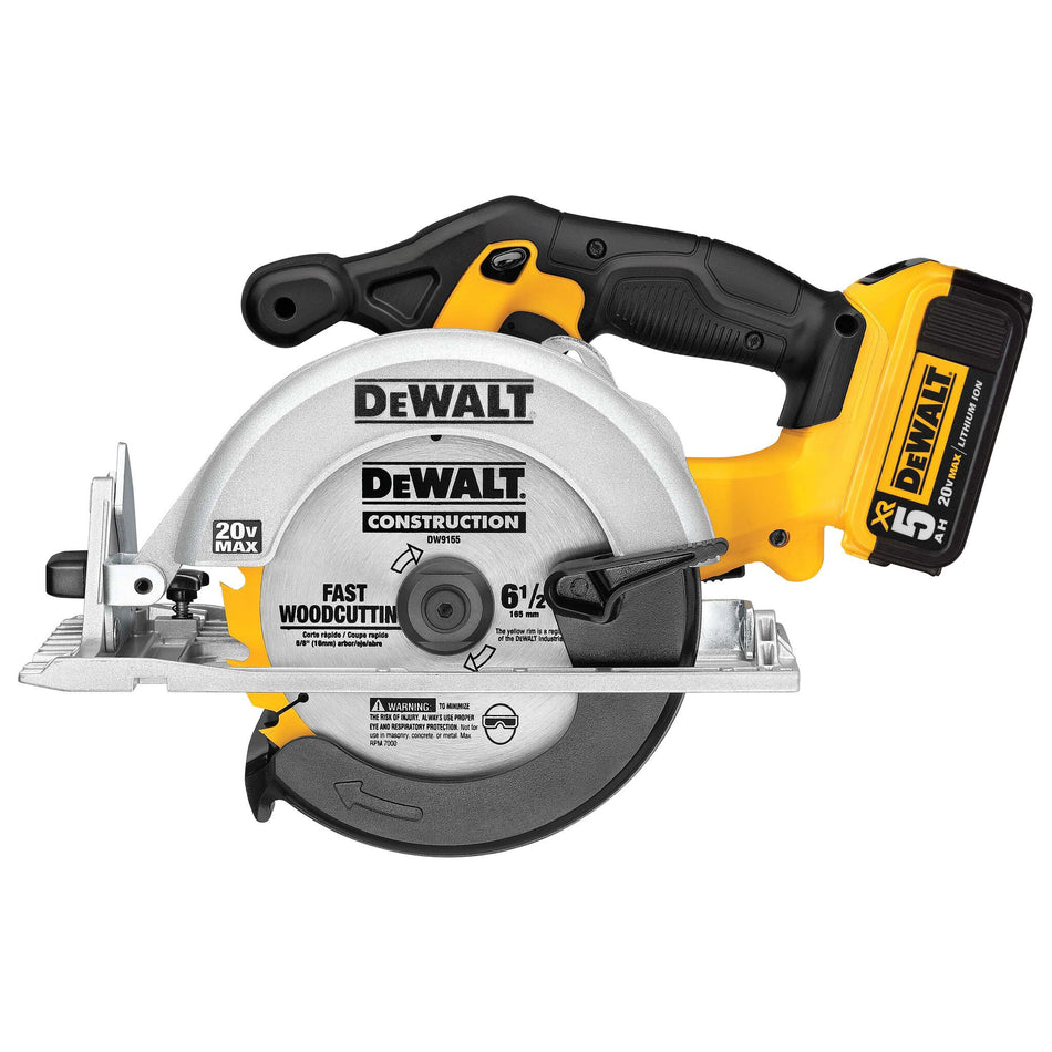 Dewalt 20V MAX 6-1/2 in. Circular Saw Kit (5.0 Ah) - DCS391P1