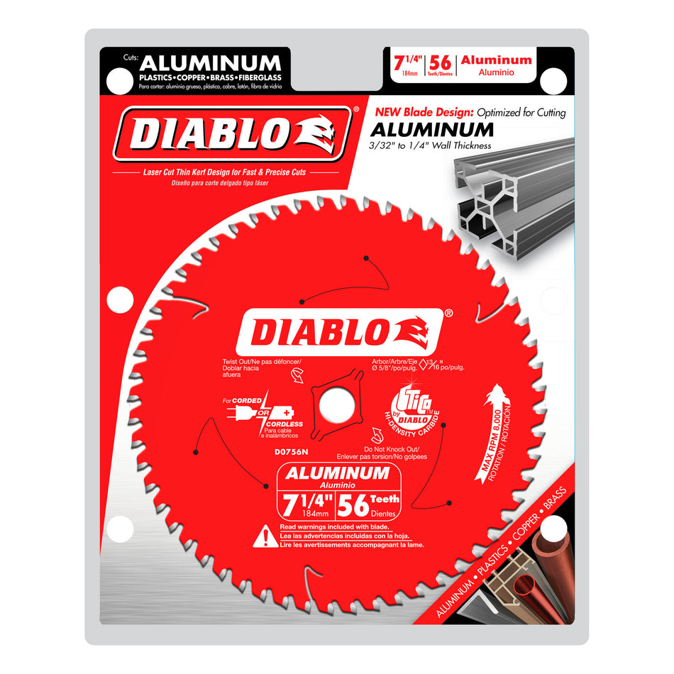 Diablo 7-1/4 in. x 56 Tooth Thick Aluminum Cutting Saw Blade - D0756N