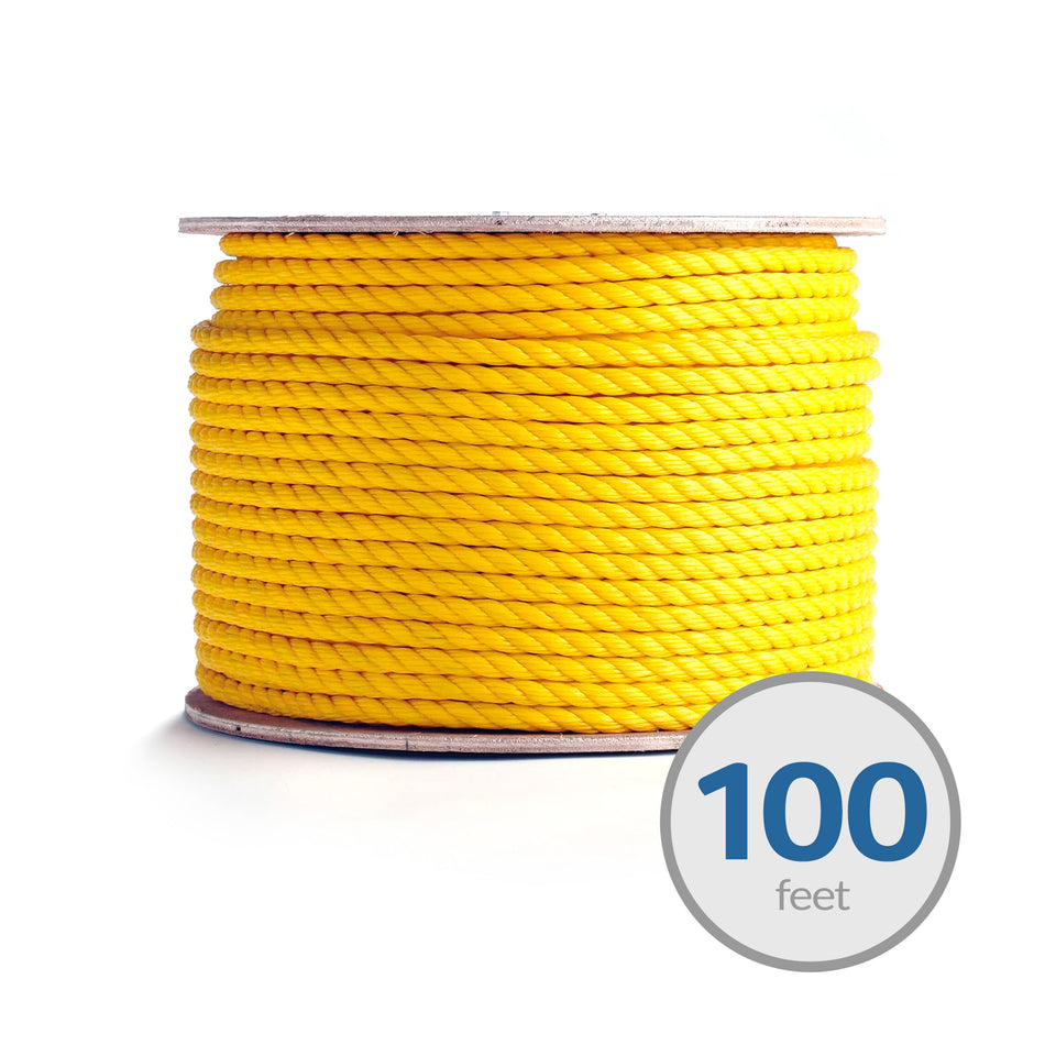 Twisted Polypropylene Rope -1/4 in. x 100 ft. - Yellow