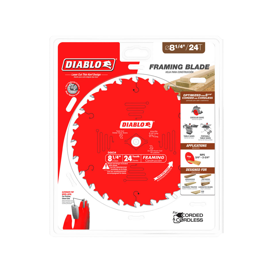 Diablo 8-1/4 in. x 24 Tooth Framing Saw Blade - D0824X