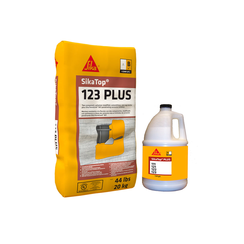 Sika SikaTop - 123 Plus - Two-Component, Polymer-Modified, Cementitious, Non-Sag Mortar